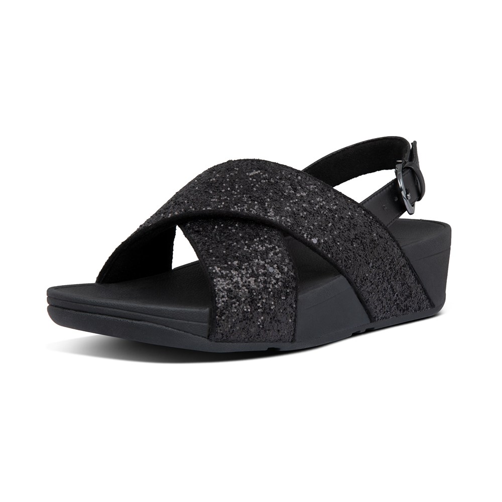 Fitflop Womens Sandals - Lulu Glitter Back-strap - Black - 298-XLPJER